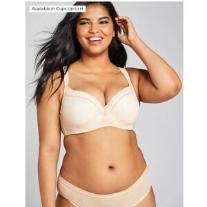 NWT Cacique Lightly Lined Balconette Bra with Lace in Cafe